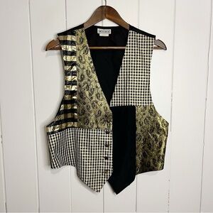 Vintage Mirrors Patchwork Metallic Vest. Size Large.